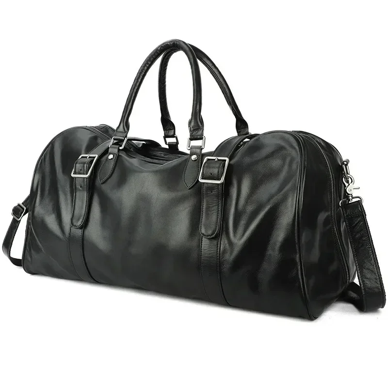 

Top Quality Genuine Leather Gym Bags For Men Waterproof Cowhide Travel Bag Handle Hand Luggage Casual Travel Duffle Bag