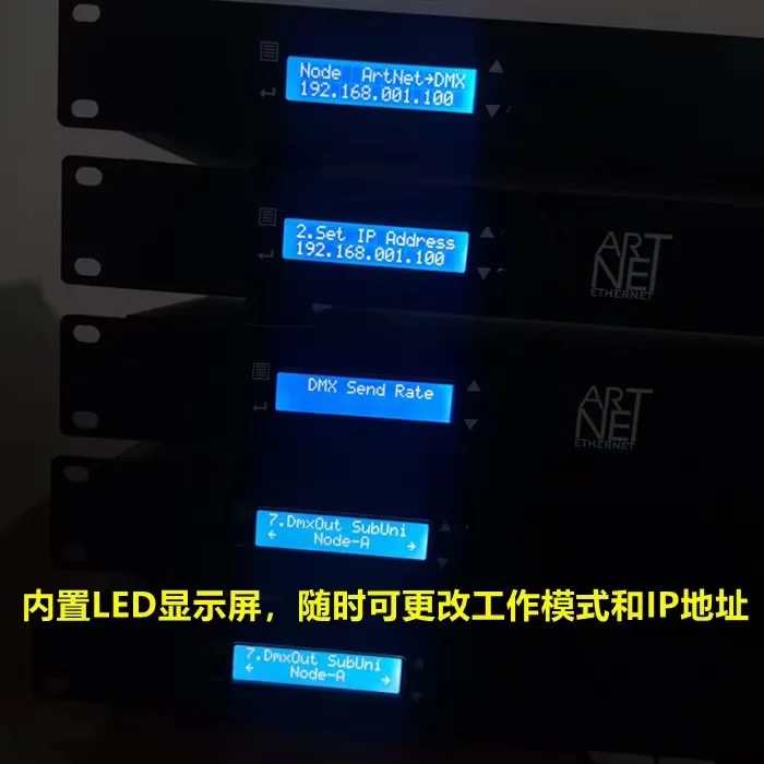 Controlador Art-Net a DMX512 de 8 Puertos – XLR 3/5 pines, Salida SPI, Compatible con MADRIX