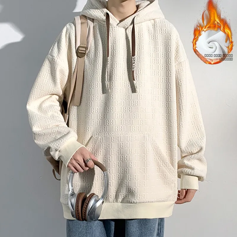 

Мужская толстовка премиум-класса с капюшоном, осенне-зимняя, свободного кроя, в американском ретро-стиле, модная, без карманов