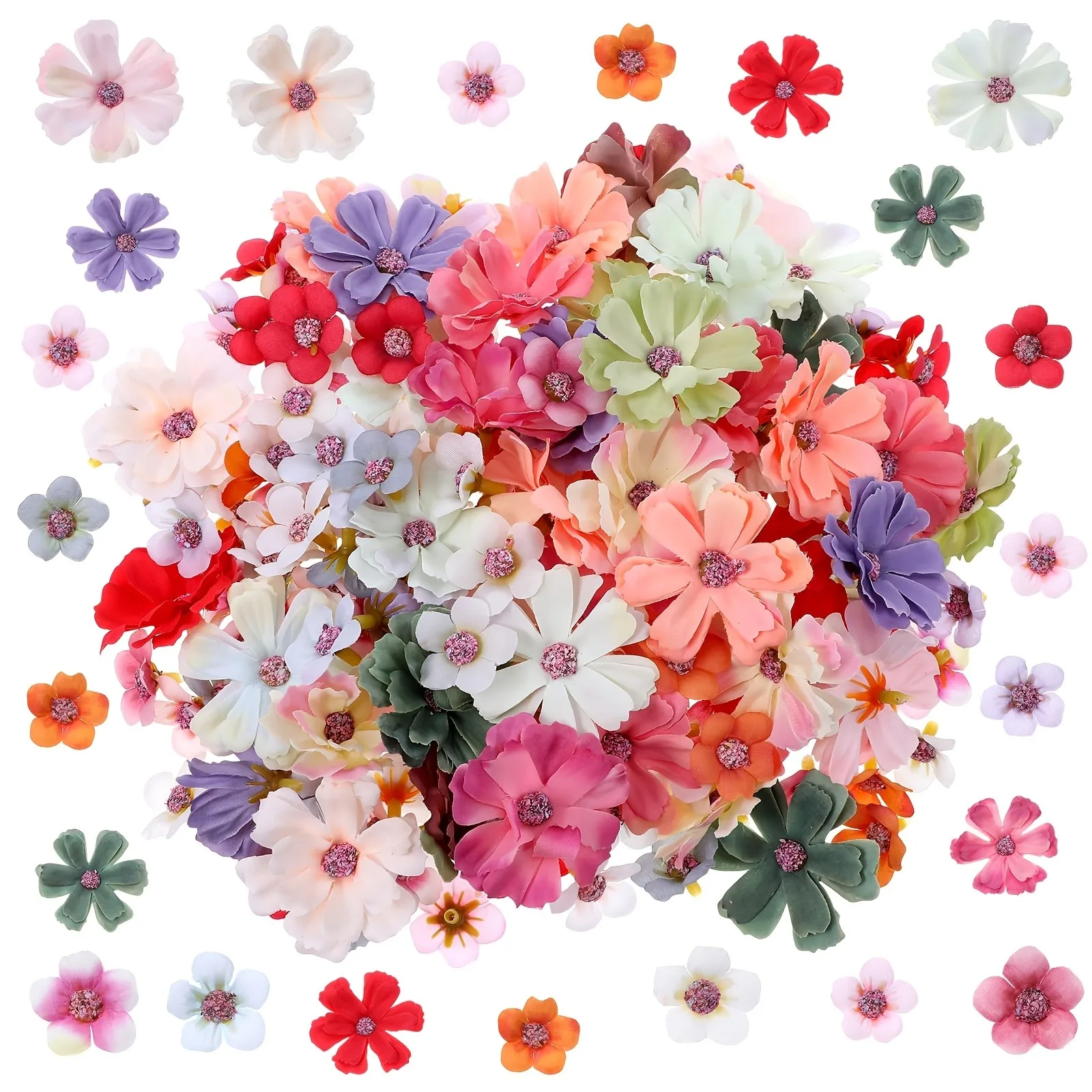 70 pièces fleurs artificielles tête mélange petite fausse fleur pour la décoration de la maison mariage décoration bricolage artisanat cadeau ornement accessoire