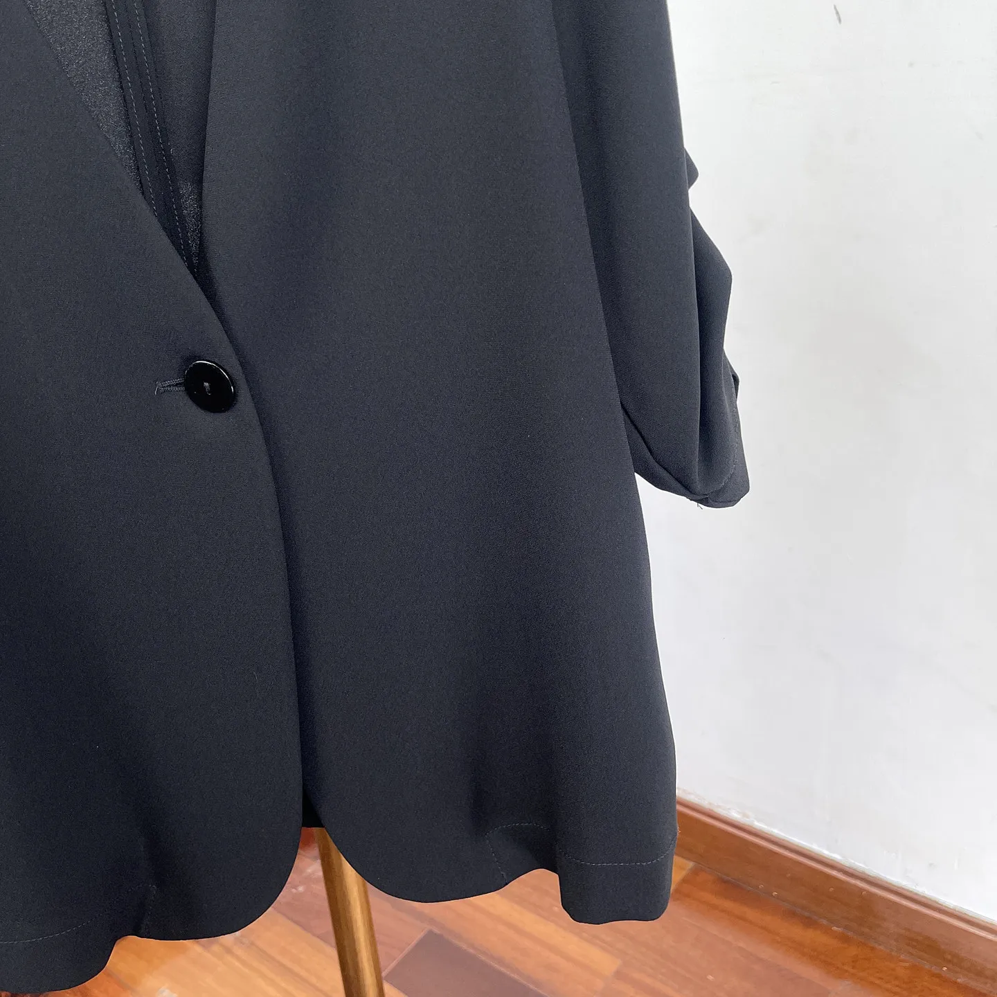 Casual Loose Acetate Linen Drapey Thin Seven-Quarter Sleeve Top Women's Summer Fashionable No-Collar West Suit Jacket