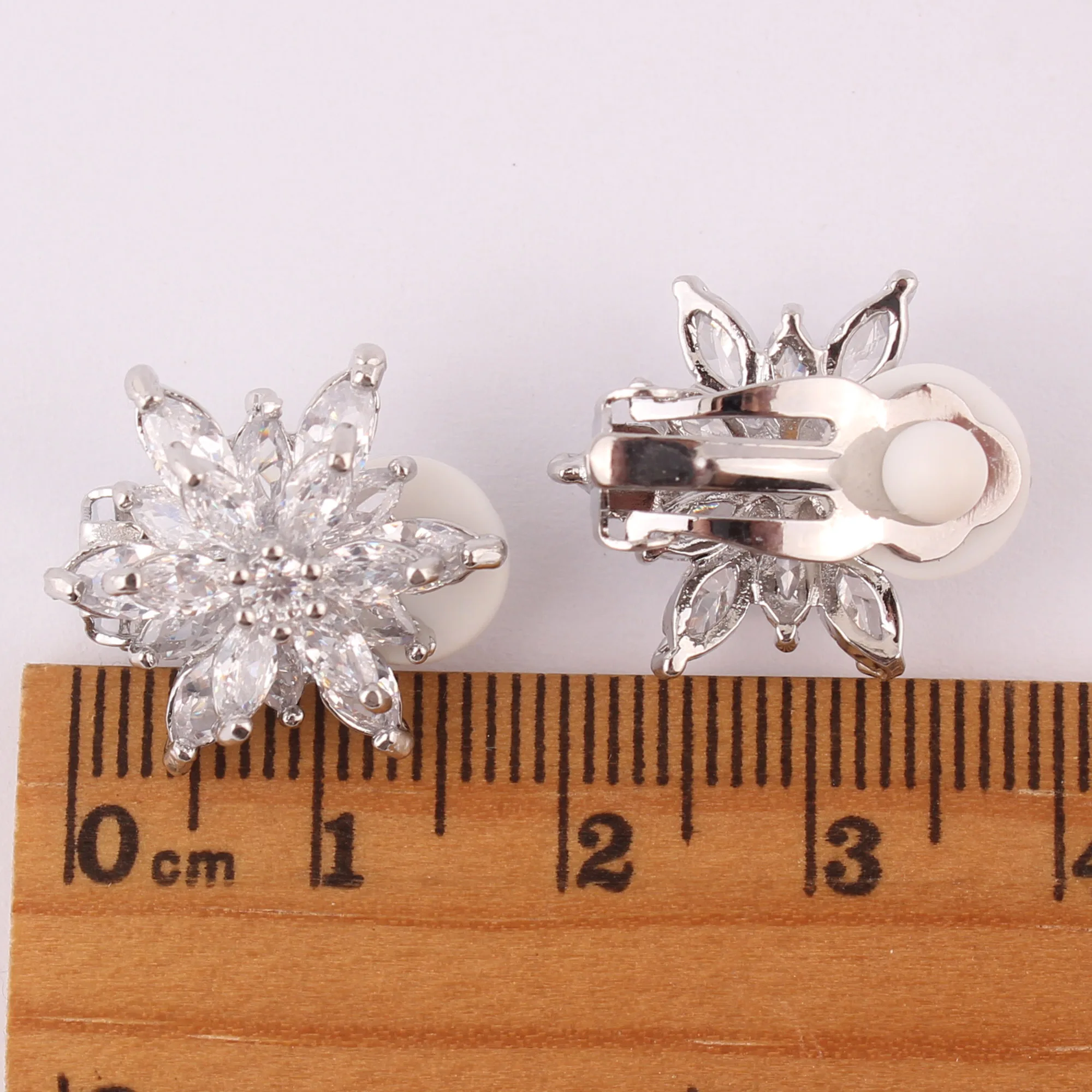 GRACE JUN Cute Flower Shape AAA Cubic Zircon Material Clip on Earrings for Girl Birthday Party No Pierced Cuff Earrings Ear Clip