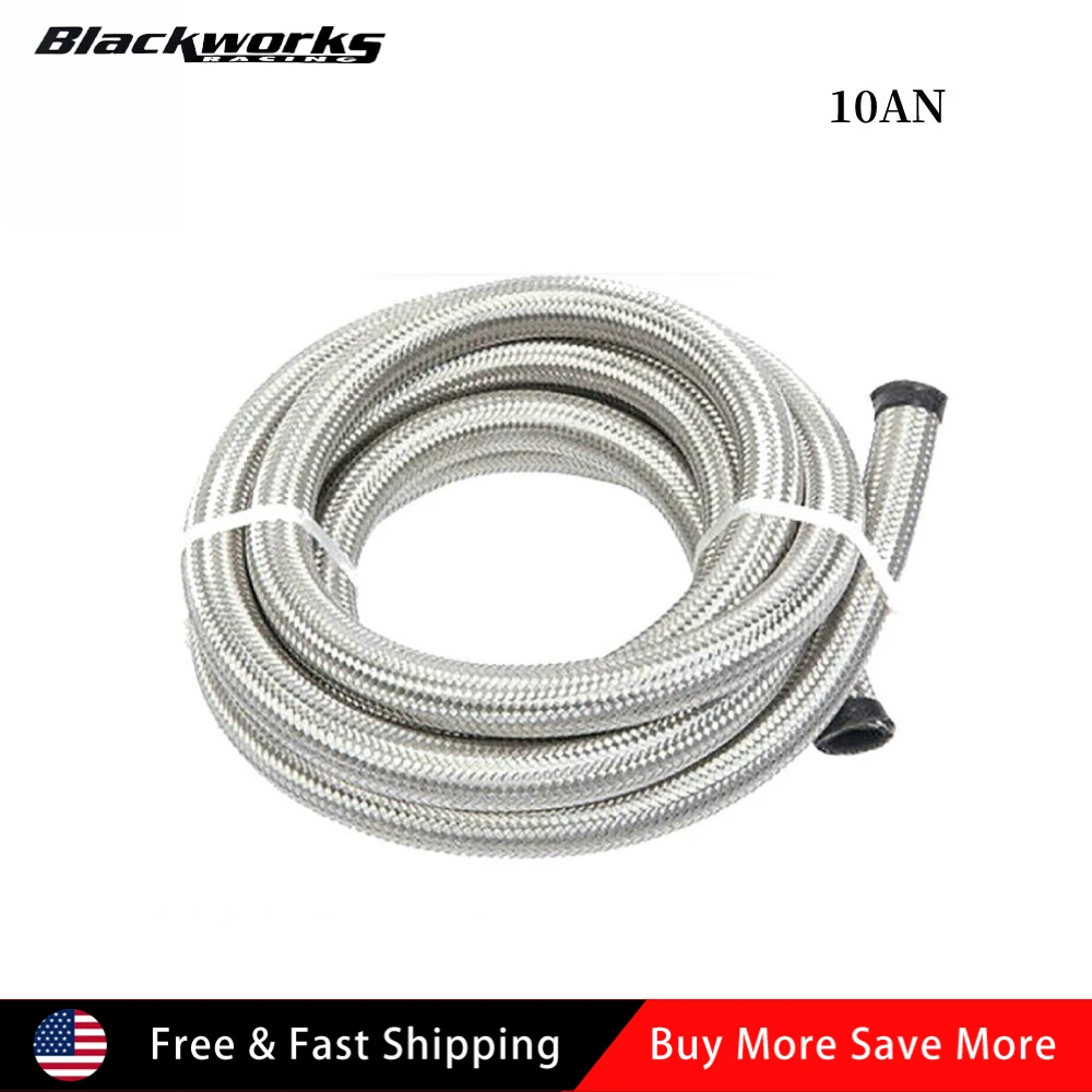 10AN 5/8" Hose Universal Stainless Steel Braided CPE Oil Gas Fuel Hose Fuel Line