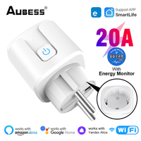 Aubess Smart Plug Adaptor 20A WiFi With Power Monitoring EU Smart Socket EWelink Smart Life App Control Via Alexa Google Home