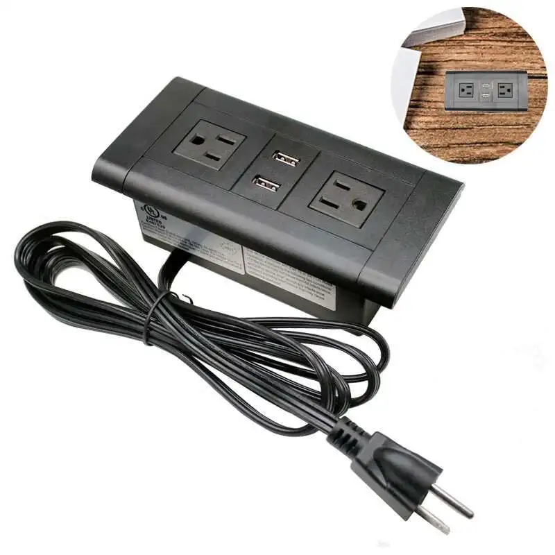 

USB 5V 1A 2.1A 2 Outlet 15A 250VAC Power Strip Table Desk Surface Mountable Recessed Furniture USA