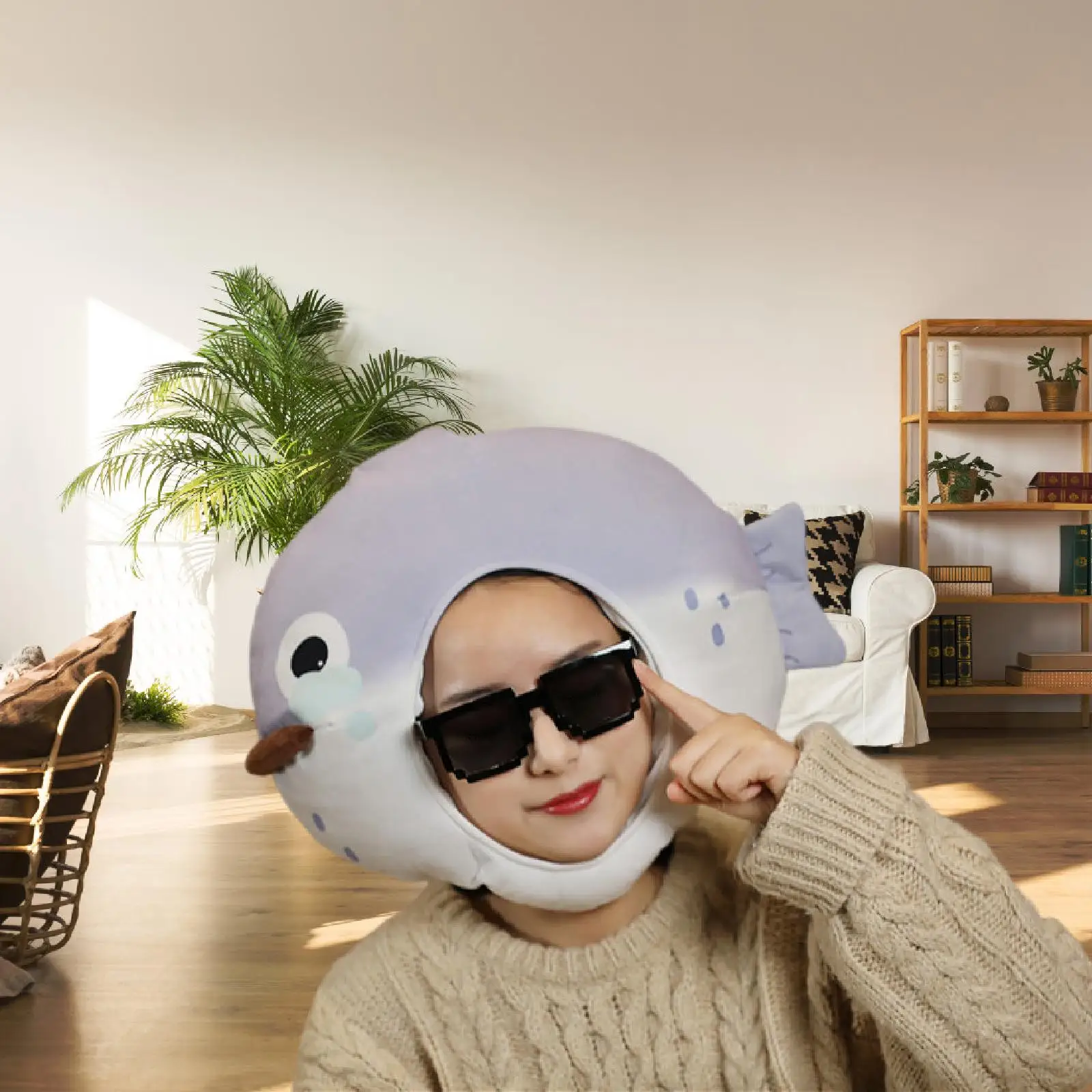 

Plush Fish Head Hat Lovely Costume Hat Headdress Animal Cosplay Headwear for Festival Masquerade Birthday Party Favor Photo Prop
