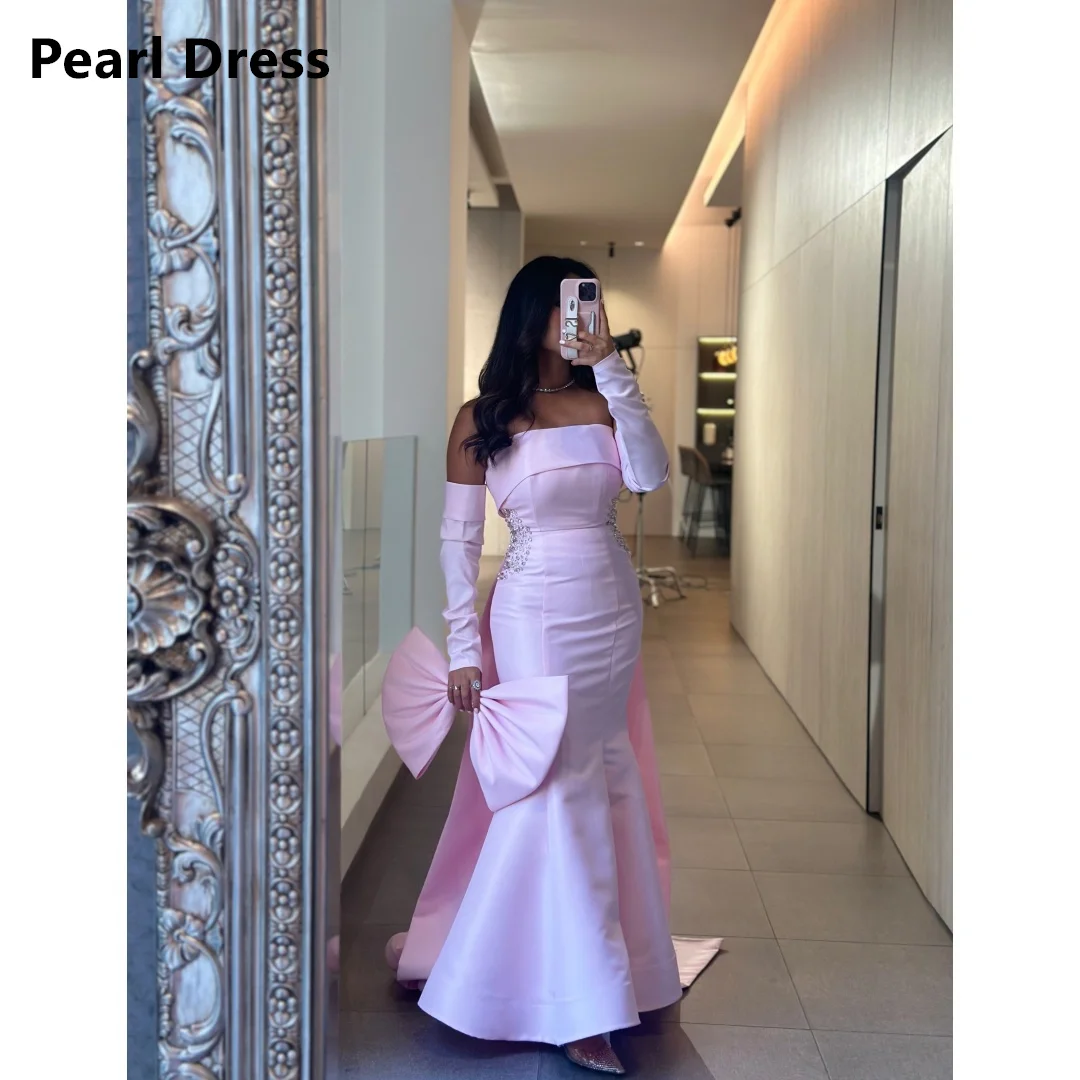 

Pearl Custom Made Elegant Evening Dresses for Special Occasions Pink Satin Dress Women Elegant Party Dresses Woman Wedding Prom