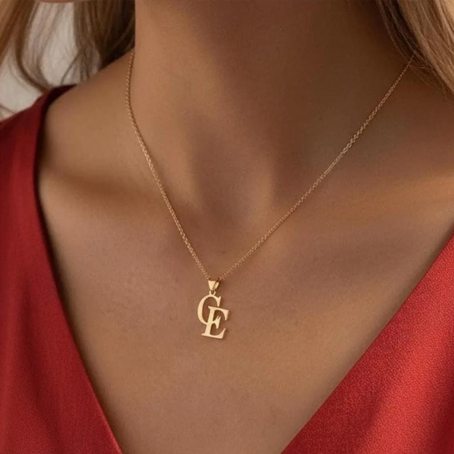 

18-каратное золото, ожерелье с инициалами на заказ для женщин, подвеска с двойной буквой из нержавеющей стали, персонализированное имя, ювелирное изделие, подарок на день рождения