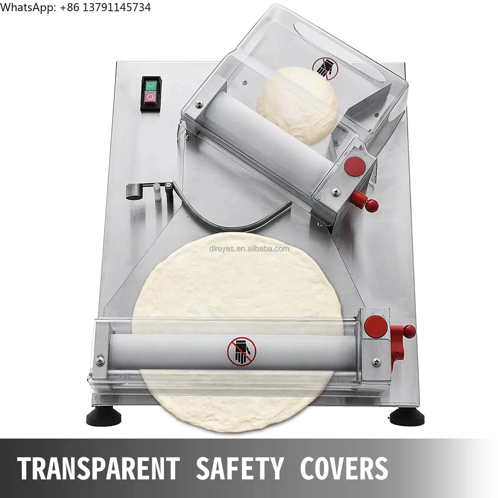 Manual Small Dough Roller Sheeter Machine Electric Baking Bread Pizza Dough Roller Automatic Pizza Dough Spreader