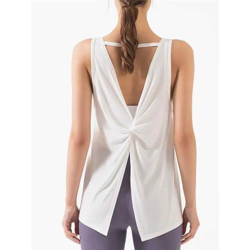 Sexy Loose Hollow out Yoga Vest Women's American Sports Fitness Pilates Running Top Sleeveless Fashionable Tank Top