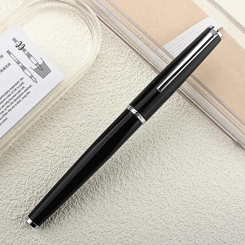 Jinhao 85 Silver Clip Metal Fountain Pen 0.5mm Nib Steel Ink Pens for Gift Office Supplies School Supplies Acrylic Gift Box