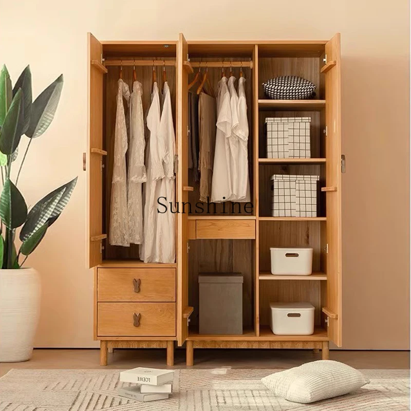 

Nordic simple children's wardrobe solid wood bedroom storage locker small apartment