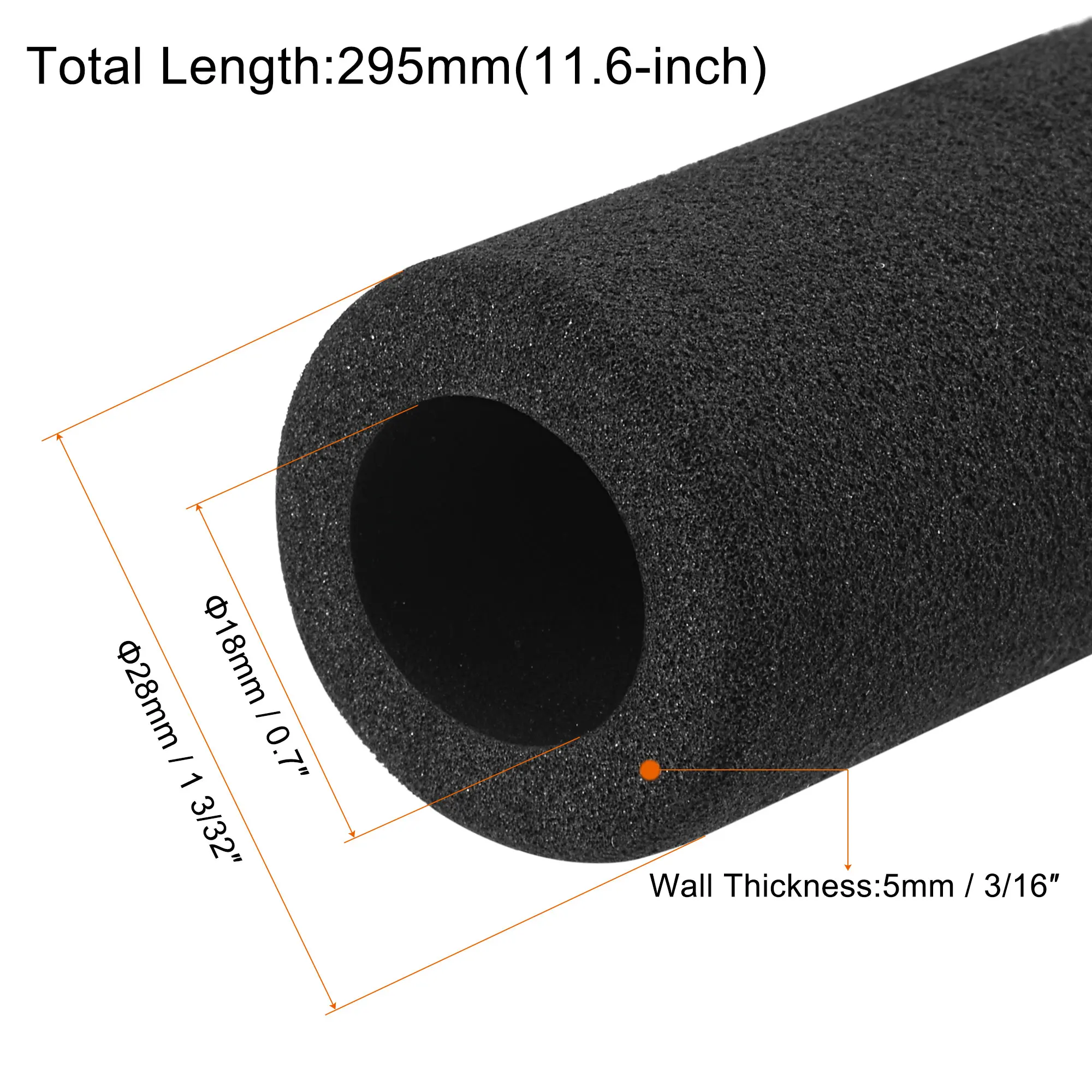 Uxcell Busa Pegangan Tubing Pegangan 0.7 "ID 3/16" Dinding Tebal 11.6 "Hitam Non-slip untuk Kebugaran, Alat Pegangan Mendukung 4 Pak