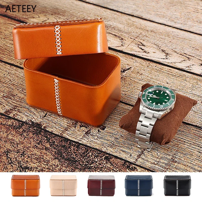 Genuine Leather Heaven and Earth Cover Single Watch Case Convenient Storage Watches Leather Jewelry Boxes Customizable Logo