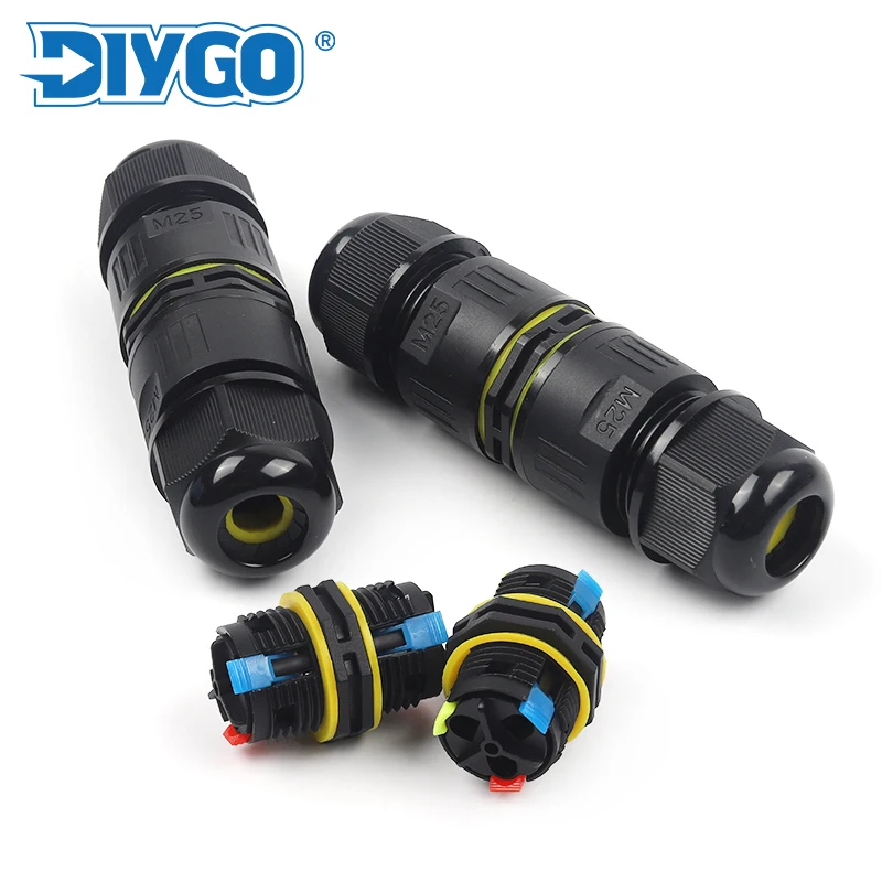 M25-2/3/4/5 Pin IP68 Push-In Spring Splice Terminal Blocks With Lever Quick Wire Connector Outdoor Waterproof Junction Box