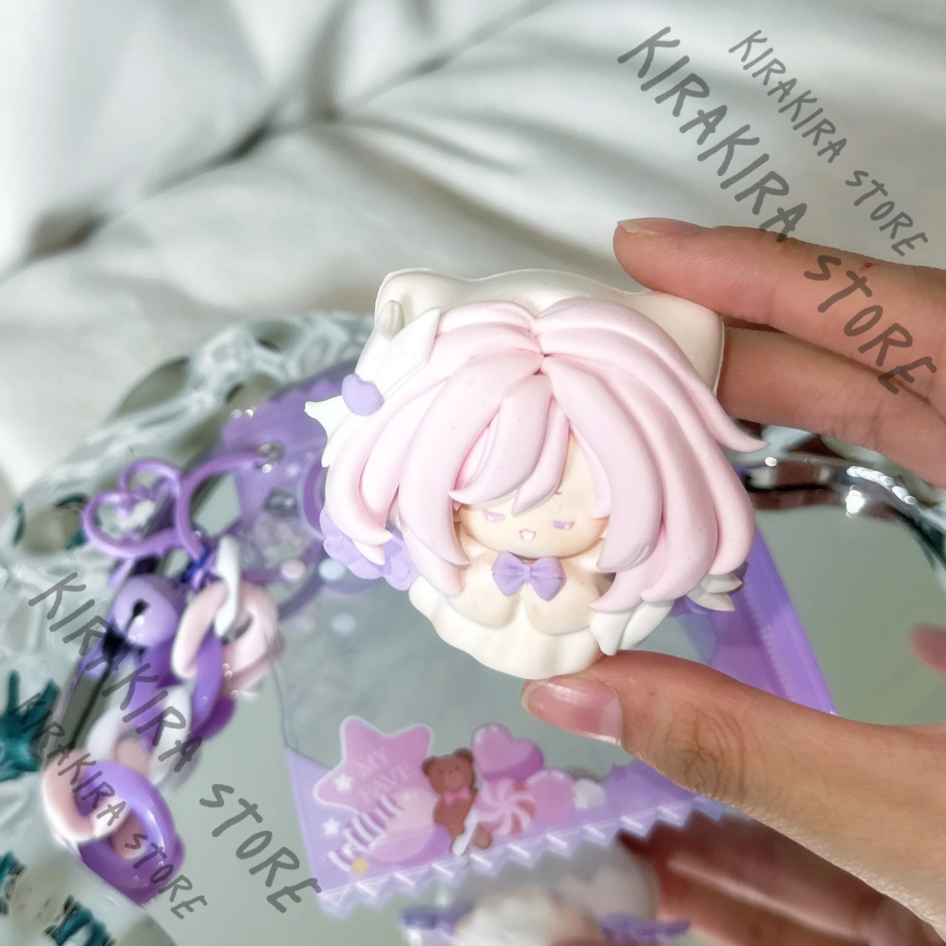 

Honkai: Star Rail Elysia Q Version Handmade Pendant Keyring Keychain Kawaii Bags Hanging Drop Ornament Craft Decoration