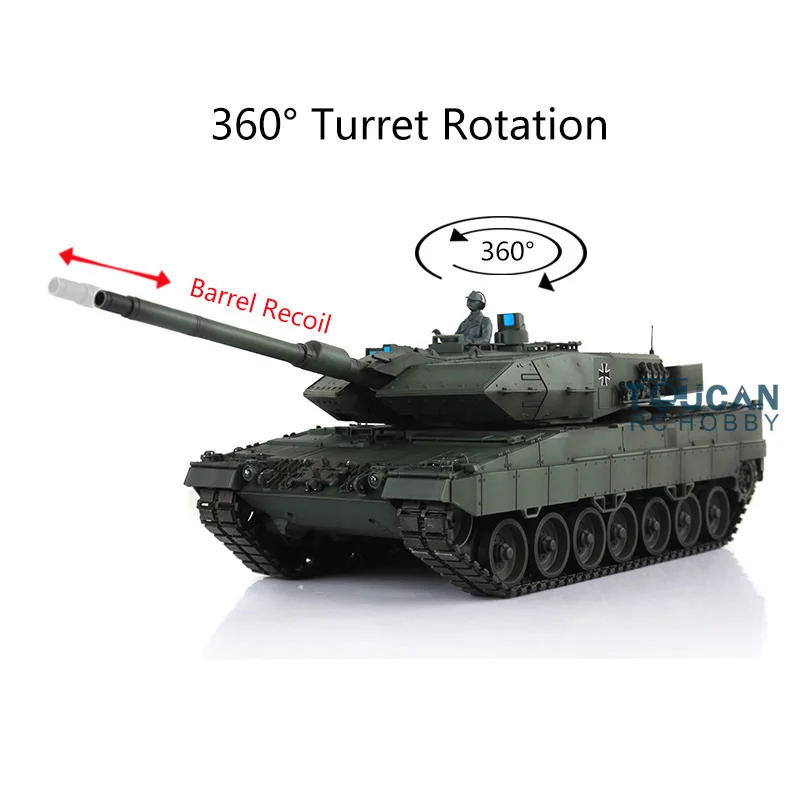 

Leopard2A6 RC Tank 1/16 HENG LONG 3889 Green 7.0 W/ 360 Turret Barrel Recoil Remote Control Car TH17599-SMT4