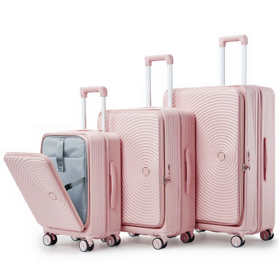 

Luggage Sets 3 Piece for Travel: 100 PC Hard Shell, Black, Expandable Carry-On with TSA Lock, Airline Approved, Lightweight Sui