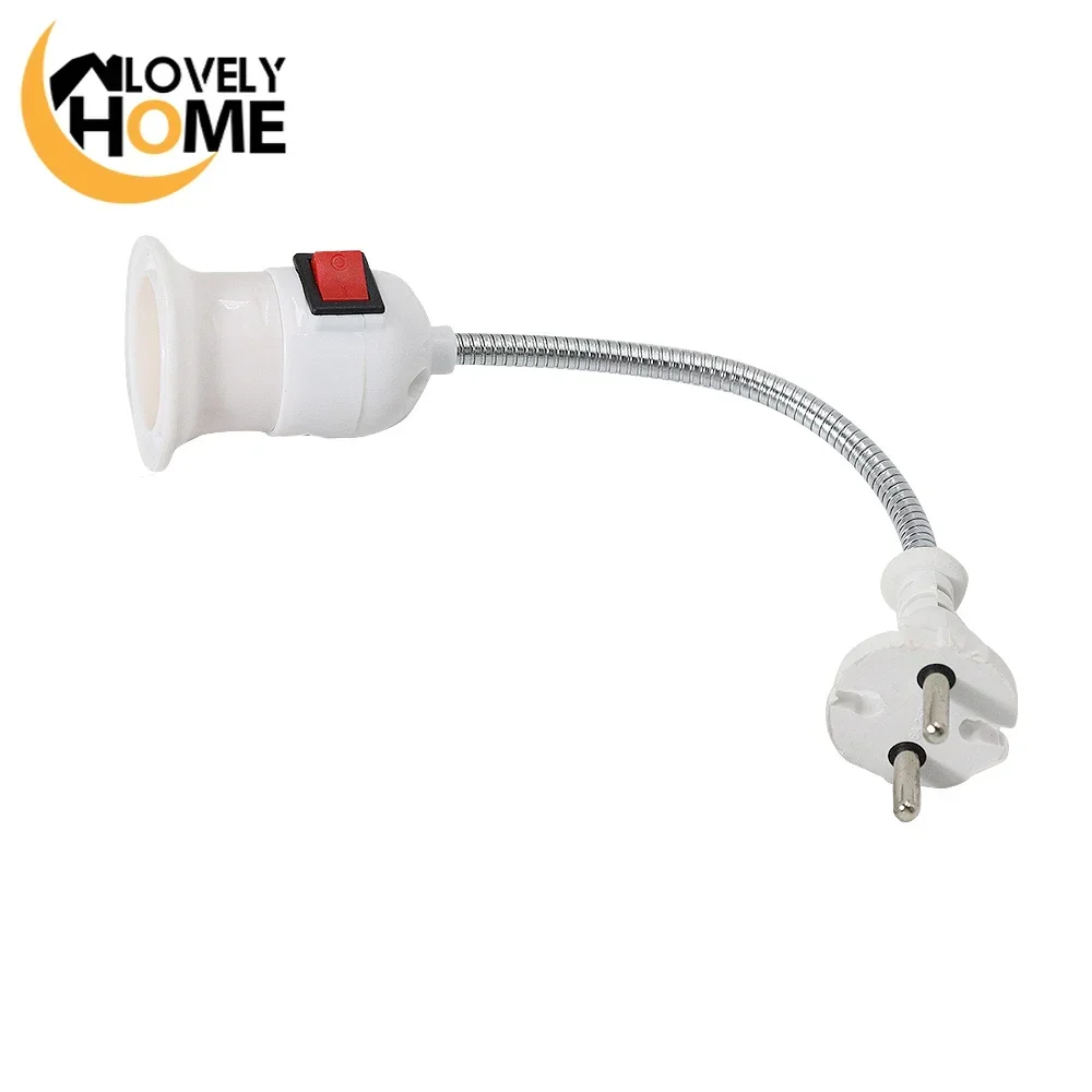 Convertidor de extensión Flexible para lámpara, adaptador de extensión de bombilla LED, enchufe de pared, soporte de Base de lámpara, enchufe europeo, E27