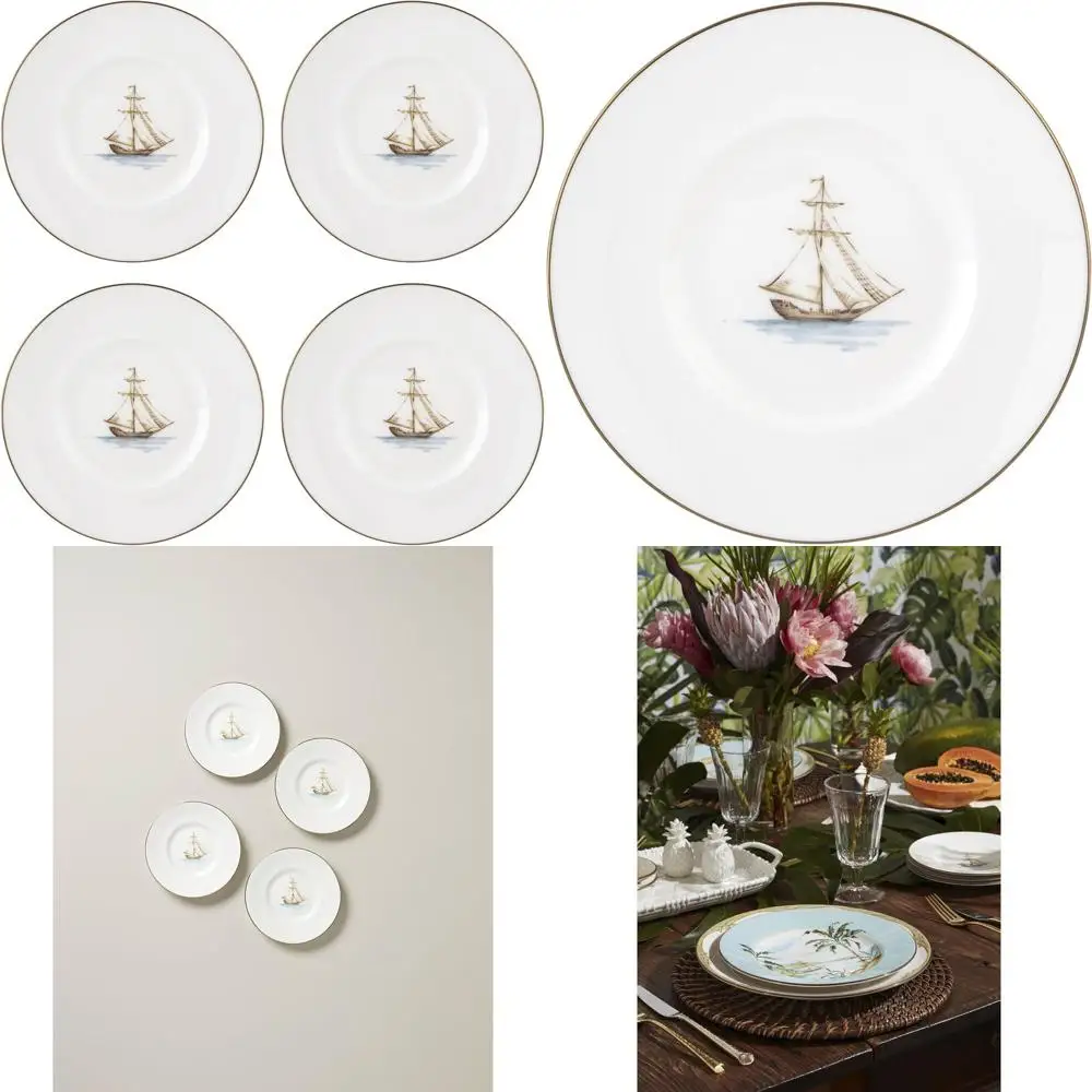 

Набор из 4 обеденных тарелок в колониальном стиле Tradewind