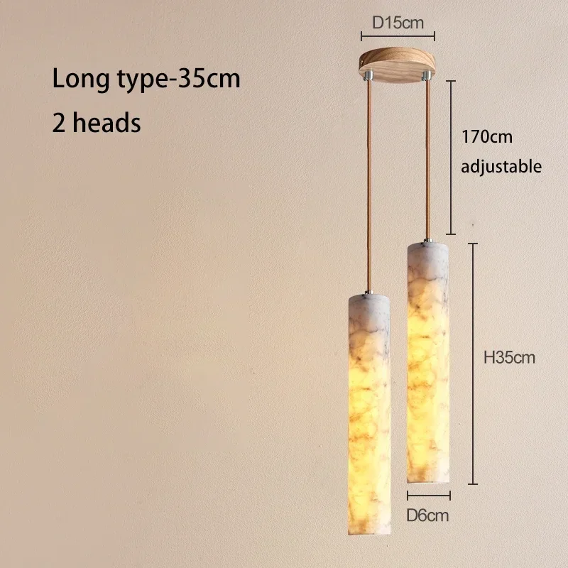 Led Pendant Lamp Marble Chandelier Long Strip Light Restaurant Bar Counter Luxury Light Art Bedroom Bedside Cream Style Lighting