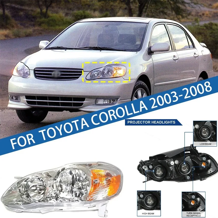 

Для Toyota Corolla 2003, 2004, 2005, 2006, 2007, 2008, одна пара переднего бампера, фара, фара дальнего света, указатель поворота