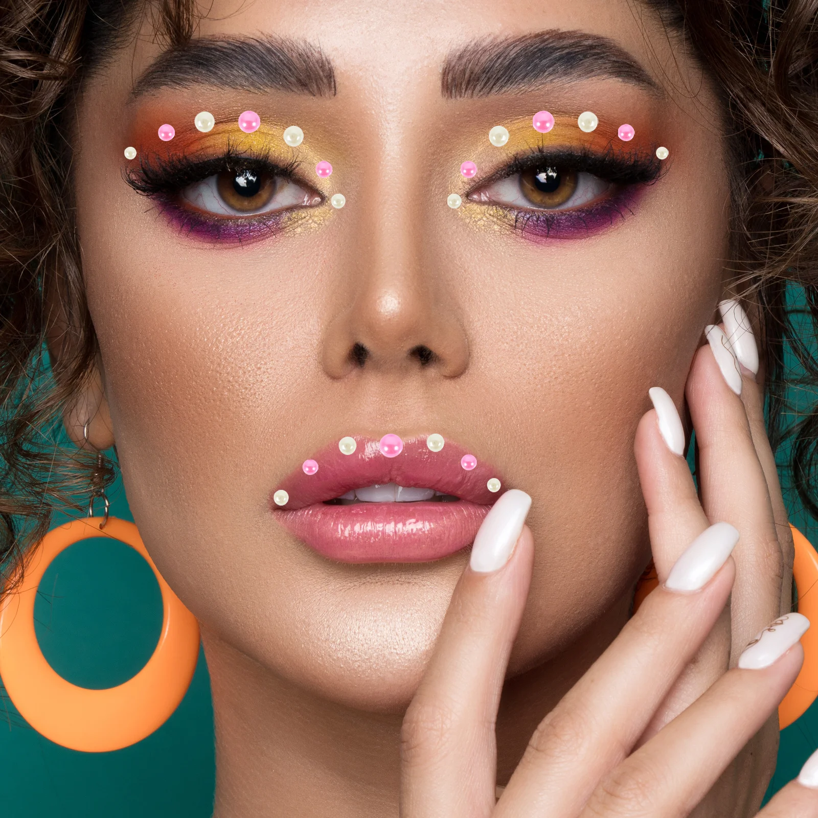 

4 Sheets Decorative Pearl Stickers Easy Apply Self Adhesive Gems for Festival Makeup Craft Scrapbooking Projects