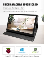 7 Inch LCD IPS Display HDMI-compatible Touch Screen with Case 1024x600 Resolution for Raspberry Pi 3 Pi4 PC Portable Monitor