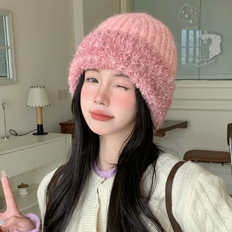 

Autumn Winter Versatile Fleece-Lined Knit Hat Outdoor Windproof & Warm Beanie Casual Oversized Headband Hat