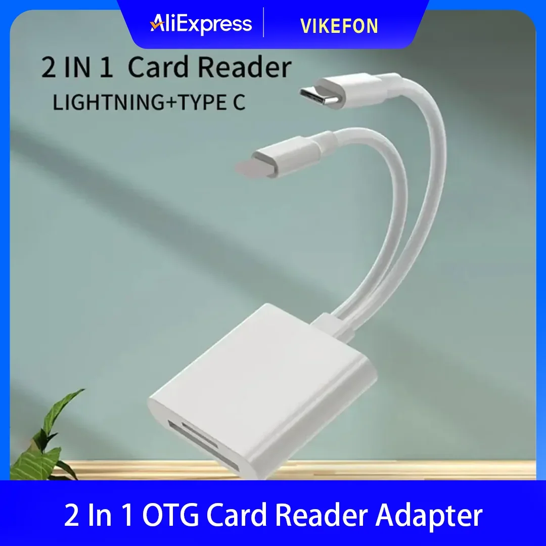 

2 In 1 OTG Card Reader Type C For 8-PIN to SD/Micro SD/TF Memory Card Adapter For iPhone 14 13 12 Pro Macbook Laptop Cardreader