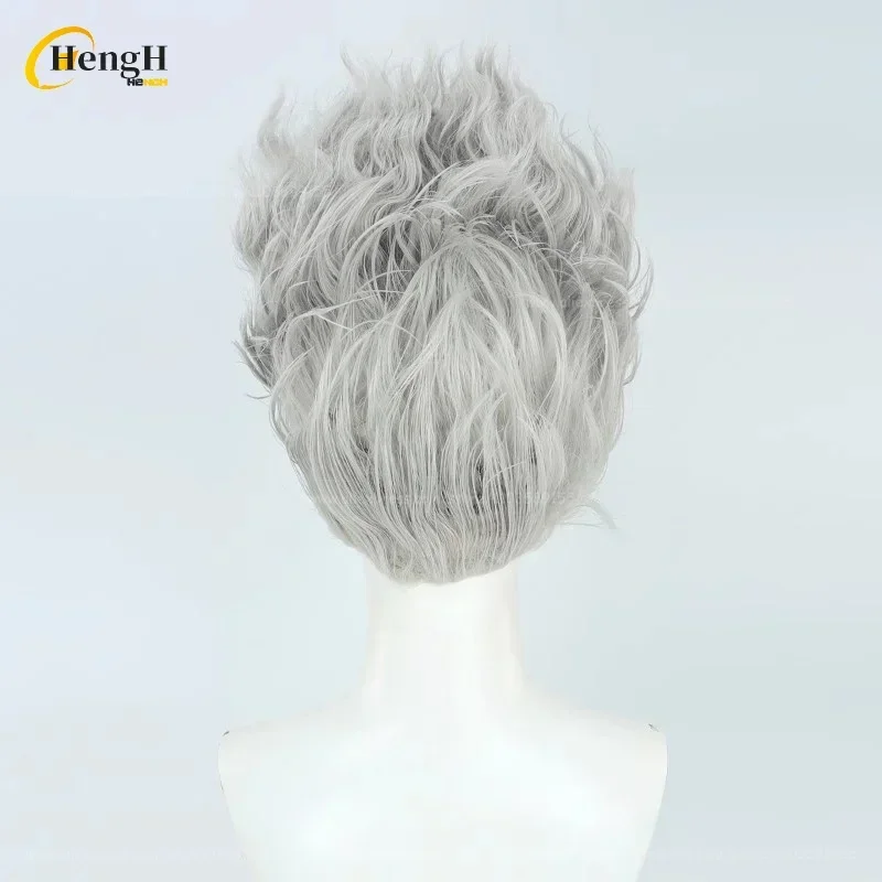Anime Monkey D. Luffy Synthetische Unisex 35 cm Silber Lockiges Haar Cosplay Perücke Hitzebeständige Haar Halloween Party Perücken + freie Perückenkappe