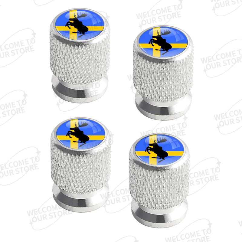 Aluminum For Prancing Deer Sweden Flag Moose Test Logo Volvo XC40 XC60 XC90 V60 4pcs Car Decor Wheel Tire Valve Caps Stem Cover