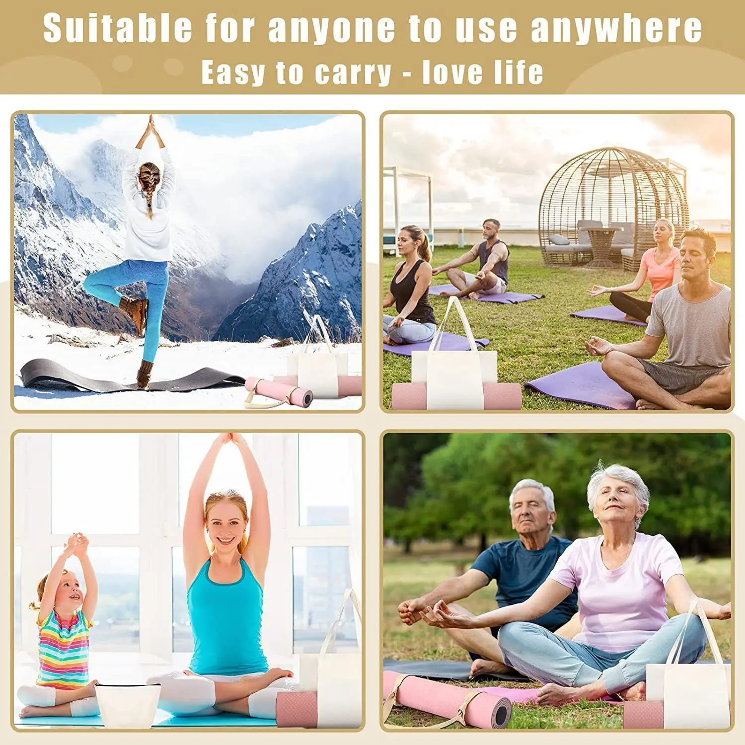 Yoga Mat Bag For Women Men Non Slip Yoga Pilates Mats Storage Bag With Adjustable Strap Portable Outdoor Fitness Accessories