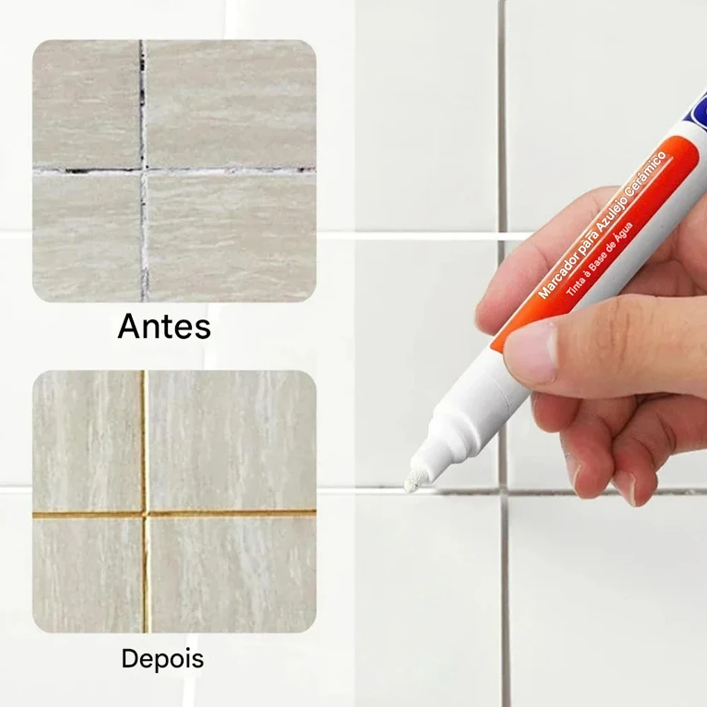 Caneta Preenchedora de Rejunte Antimofo e Impermeável Branca para Reparo Rápido em Banheiro e Cozinha