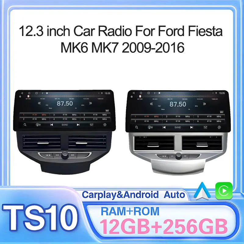 

Автомобильный радиоприемник 12,3 дюйма для Ford Fiesta MK6 MK7 2009-2016 LHD RHD Android 15, мультимедийный видеоплеер, GPS, беспроводной android Carplay