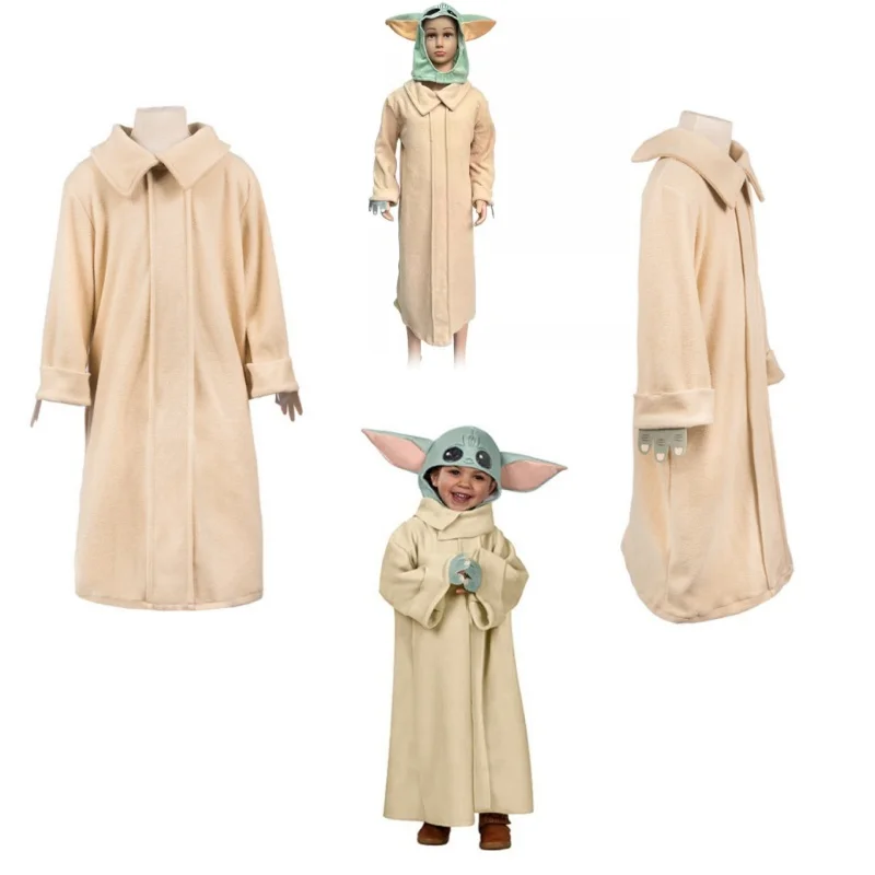 Alien Cosplay Yoda Baby Hat Costumes Halloween Mandalorian Robe Kids Cloak Children Clothing Boys Girls Cute Disguise