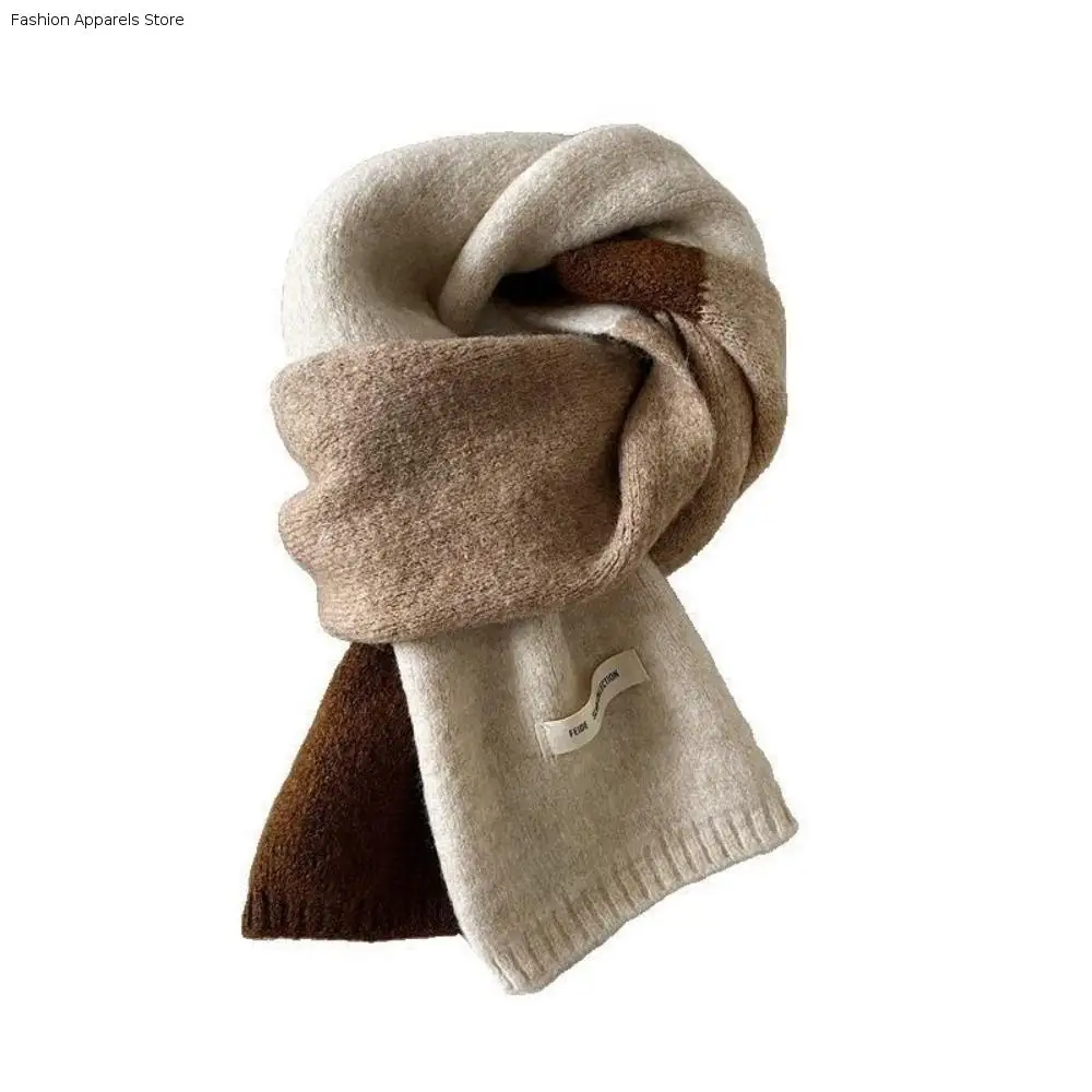 

Elegant Wraps Patchwork Color Scarf Woolen Neckwarmer Cashmere Shawl Thickened Korean Style Winter Neck Scarf Autumn/Winter
