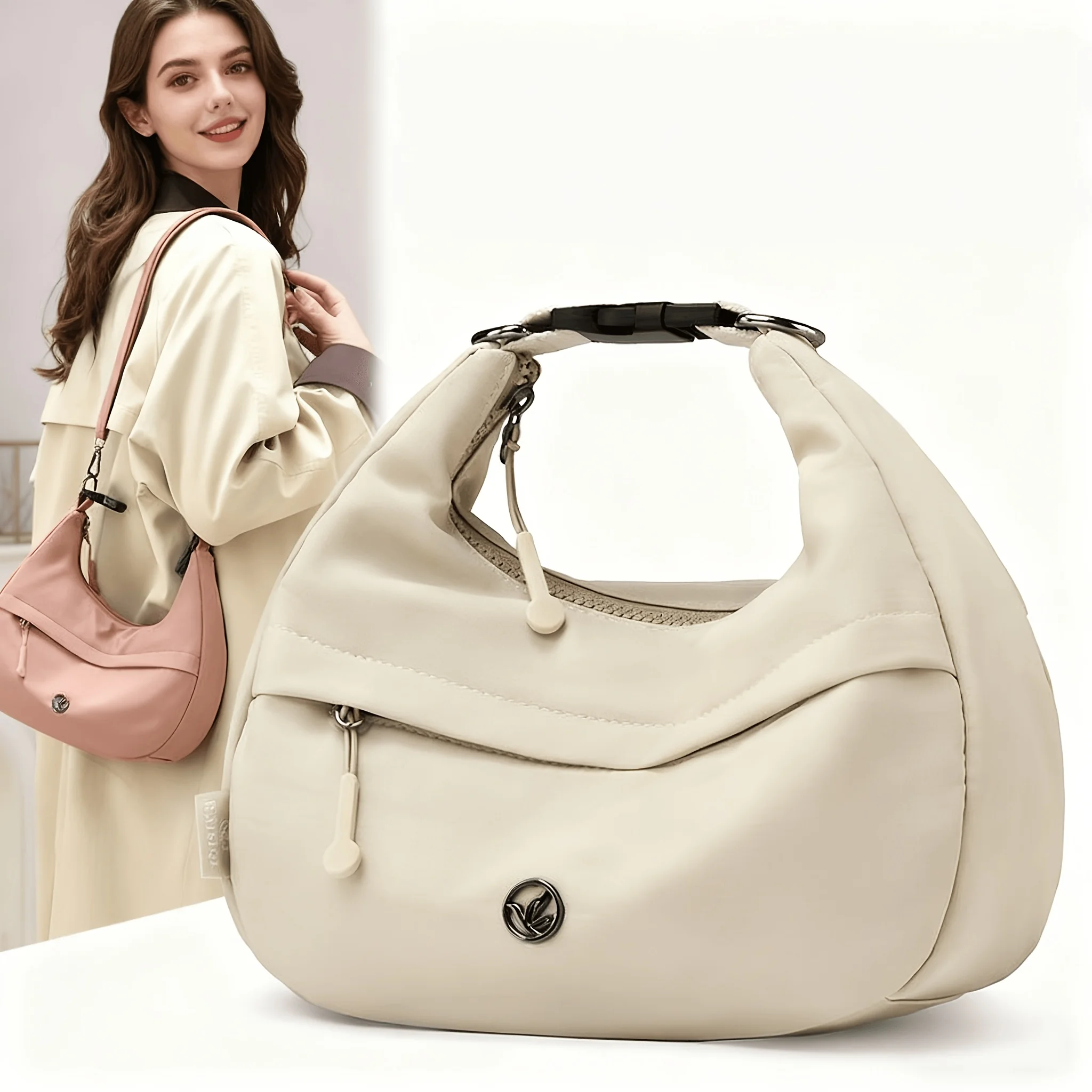 Women's Nylon Crescent Bag Crossbody Bag Hobo Shoulder Bags Handbag Multiple Pockets for Daily Travel Commuting Leisure Tote