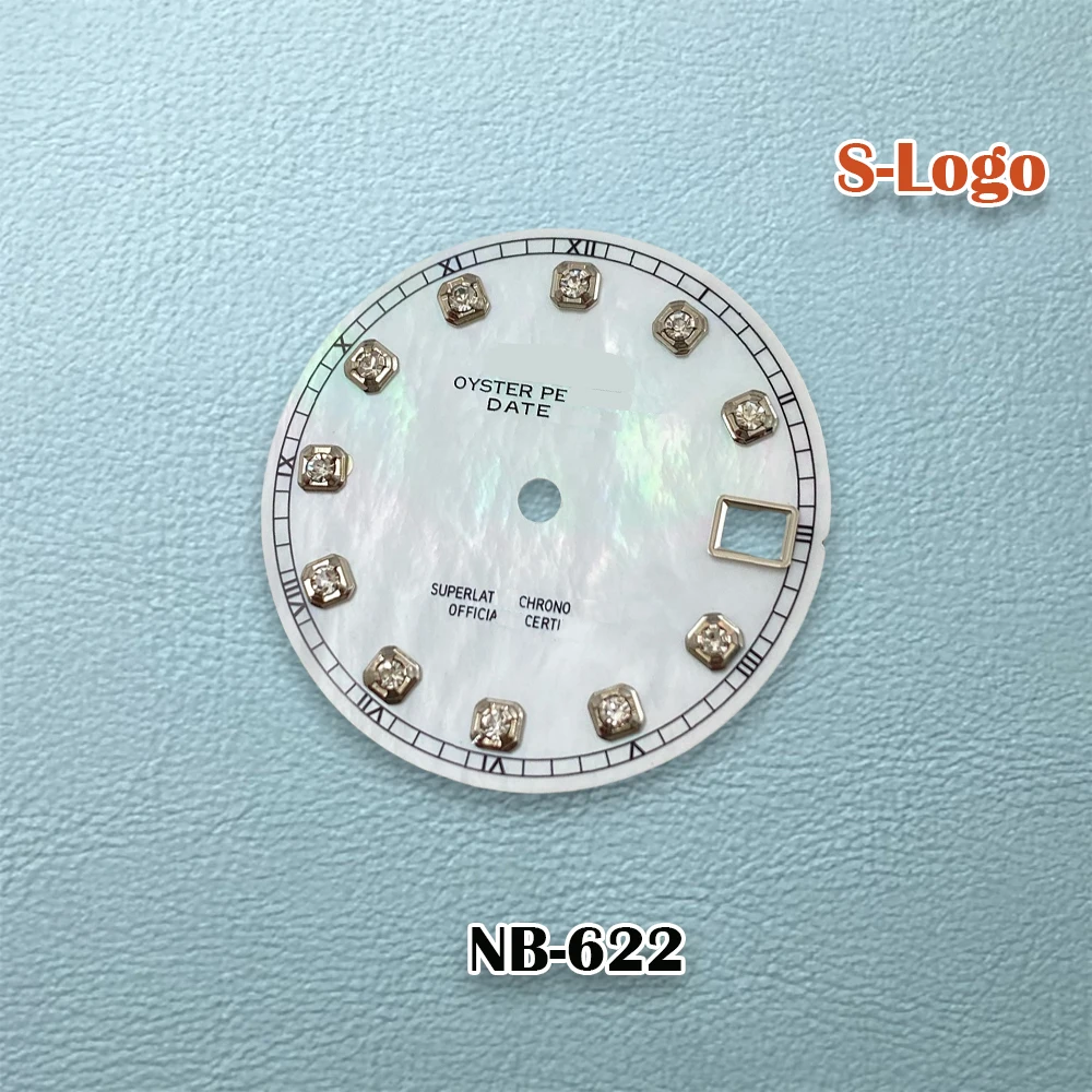 28.5mm S Logo Diamond pearl shell NH35 Dial Fit NH36 Movement No Luminous Watch Modification Accessories Repair tools