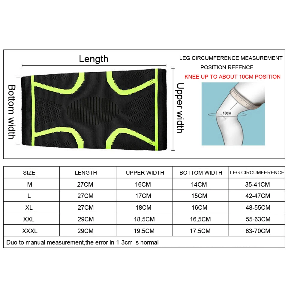 1PCS Fitness Running Cycling Knee Support Braces Elastic Nylon Sports Compression Knee Protector for Basketball Volleyball