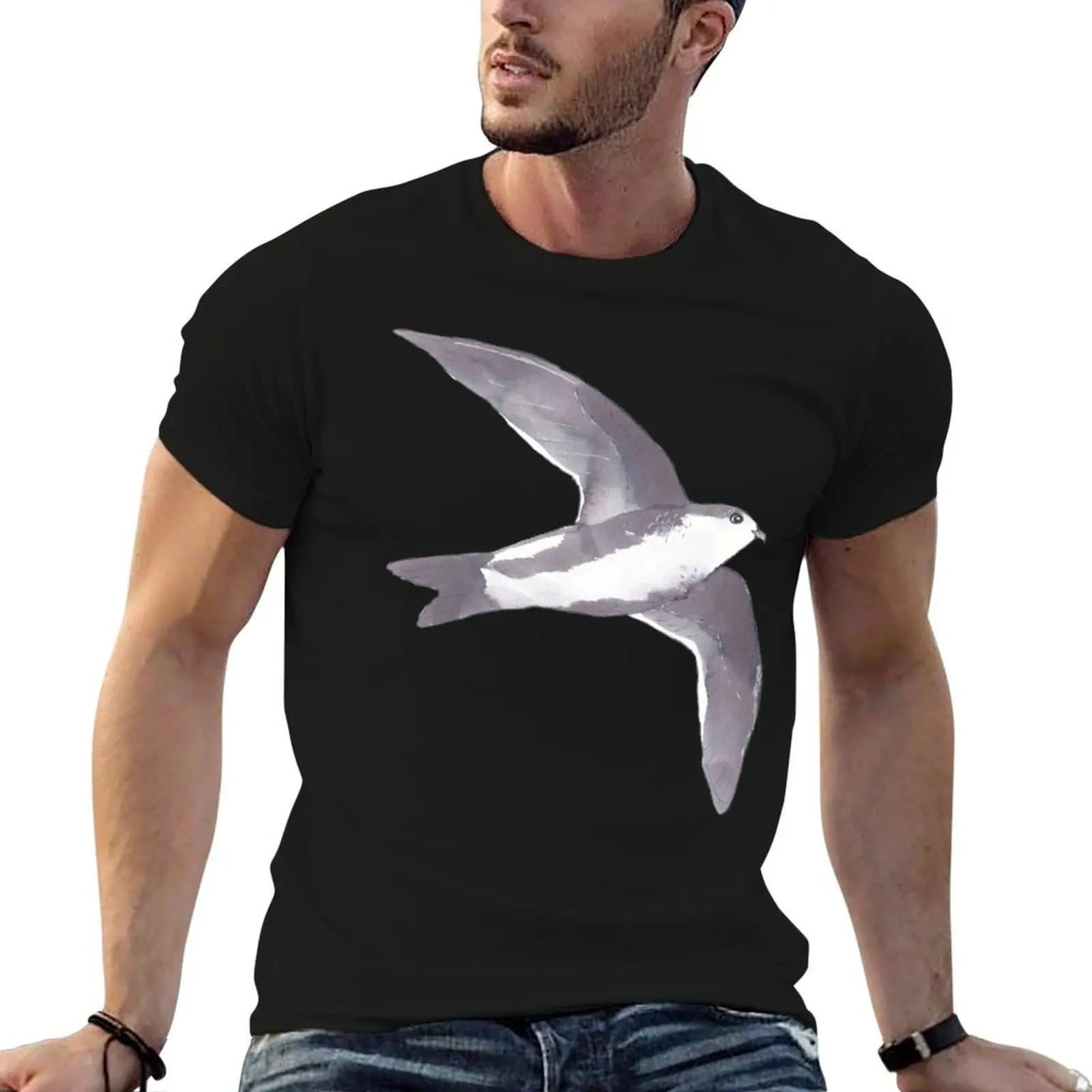 

White-throated Swift wild bird species watercolor art T-Shirt man t shirt luxury cotton t shirt pack T-Shirt