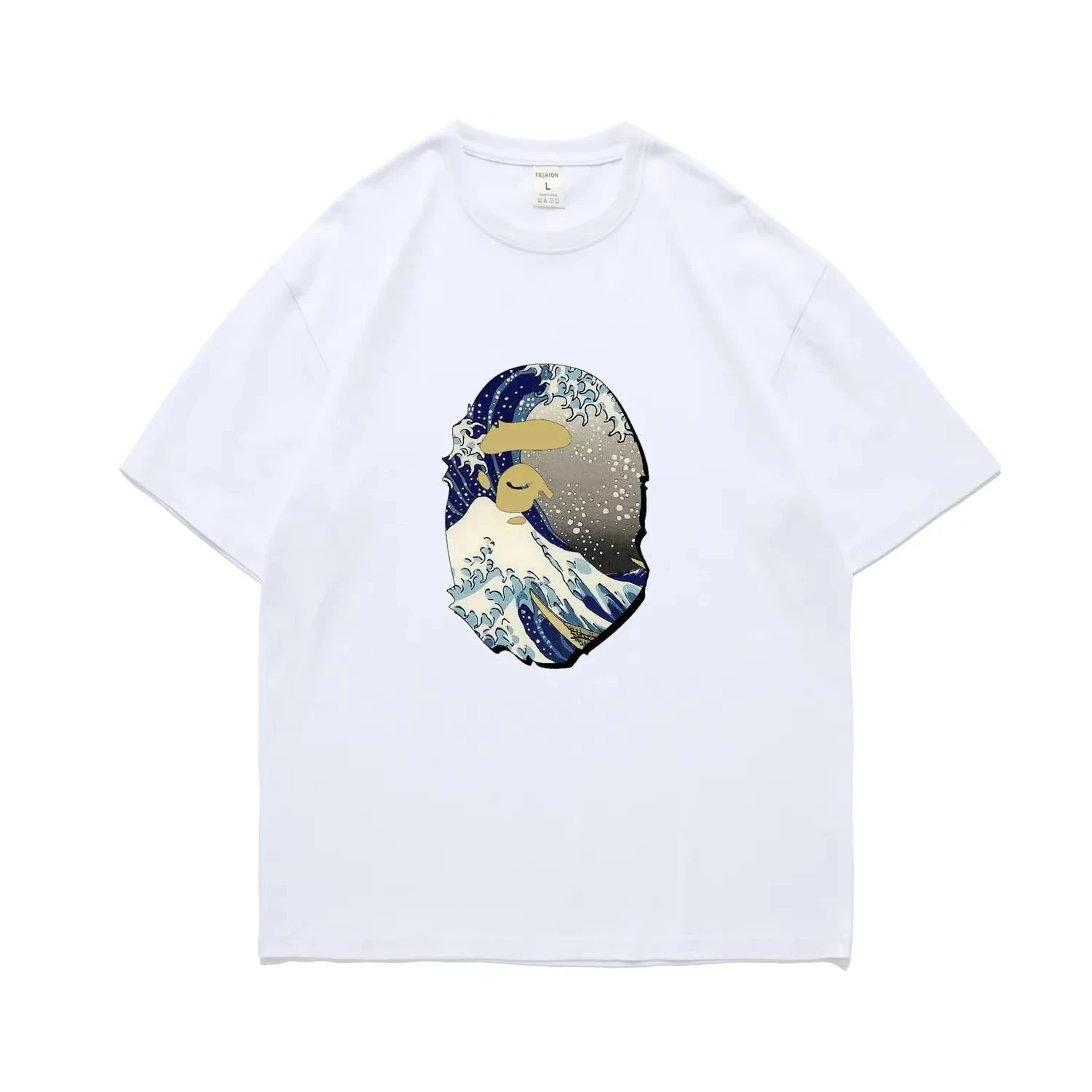 BAPE Ape Head New Spray Japanese Oil Painting Style Niche Pure Cotton Men's and Women's Printing Loose Short-sleeved T-shirt