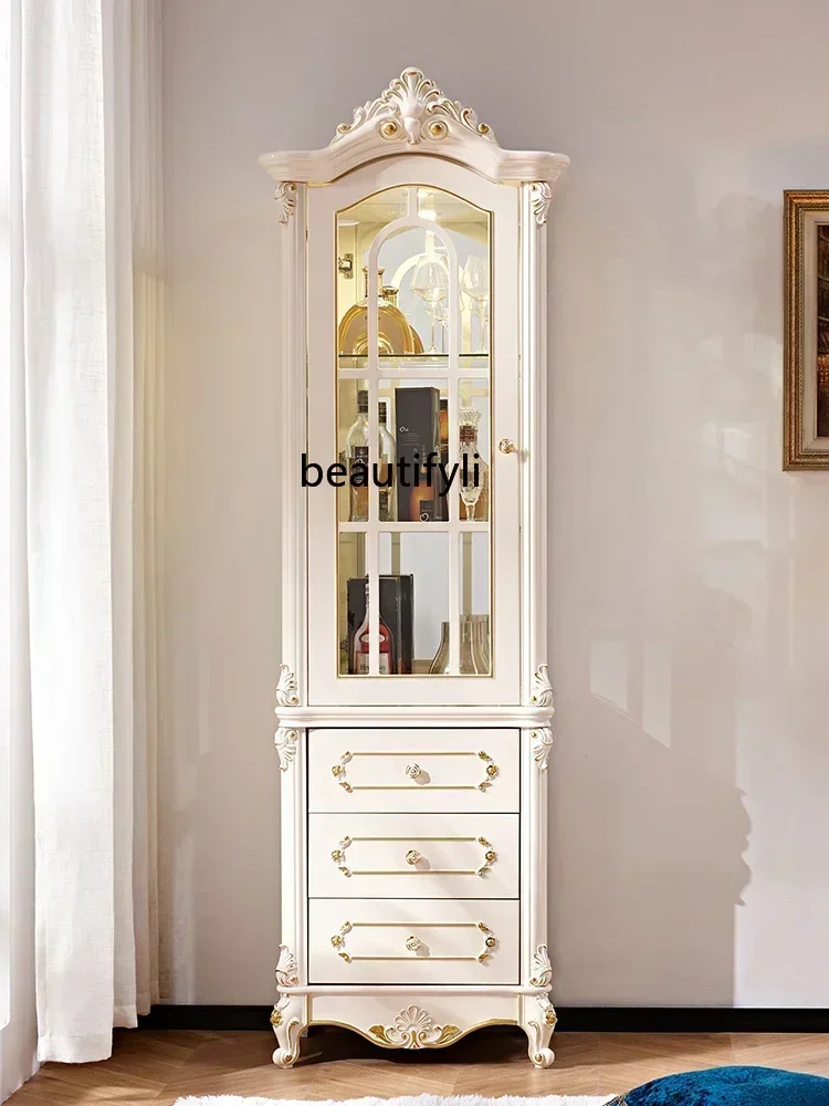 N Европейский стиль, однодверный винный шкаф, настенный шкаф-витрина для гостиной, резной обеденный шкаф Curio, белое стекло
