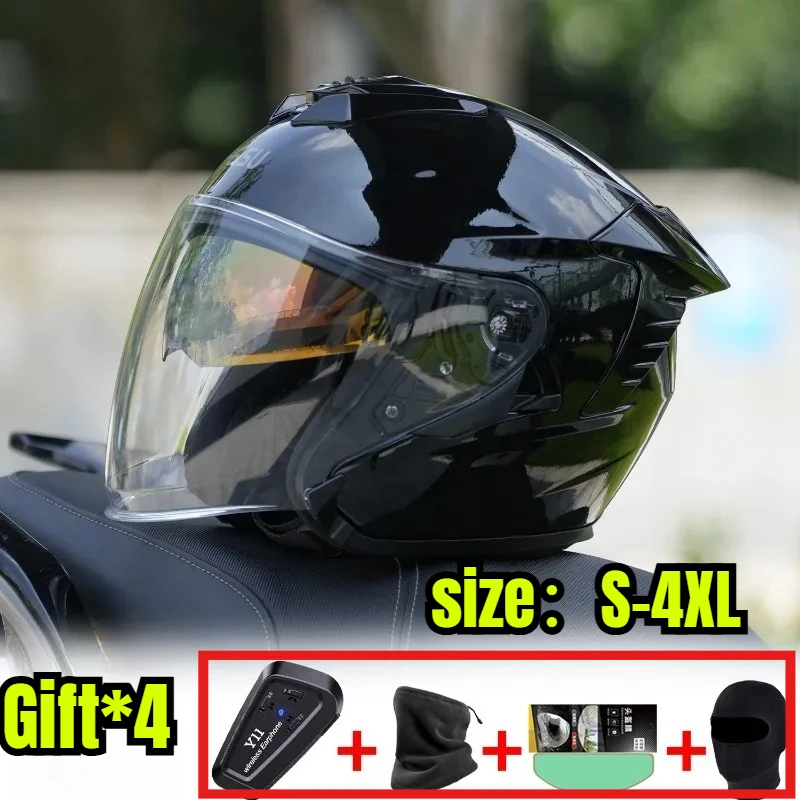 

FEISU RO-9 Big Head 3/4 Helmet Dual Lens Half Helmet Windproof Electric Motorcycle Helmet for Men Women 범블비헬맷