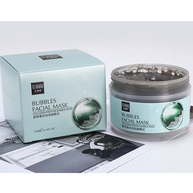 1 Stuks Collageen Hydraterende Gezichtsbehandeling Modder Masker Diepe Reiniging Verbeteren Droogheid Huid Gezicht Bubble Huidverzorging