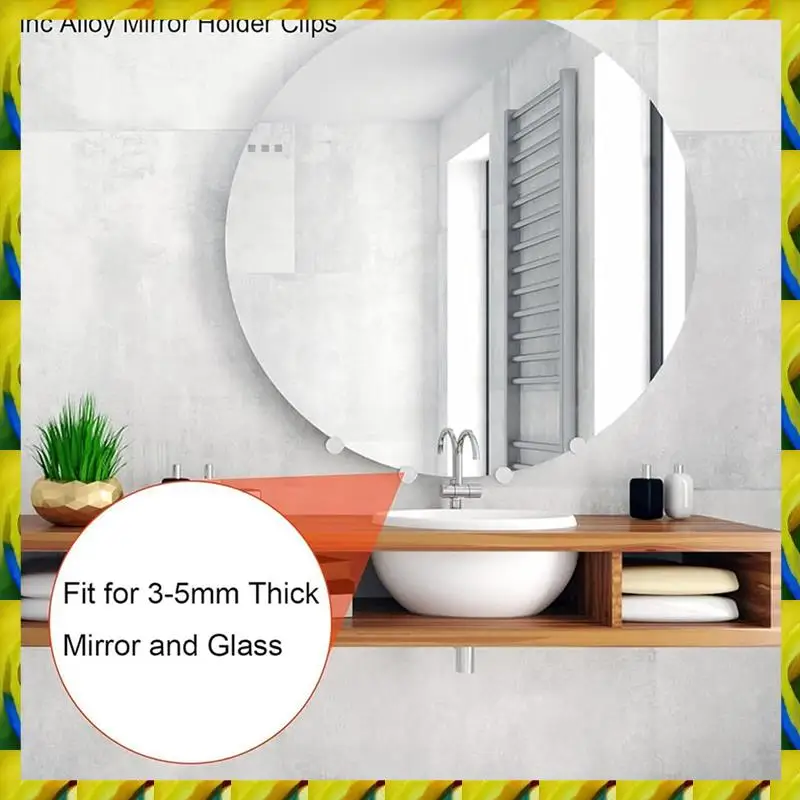 

WFF Комплект оборудования для монтажа безрамного зеркала Зажимы для держателя зеркала Круглая форма Двойной винт Крепежный кронштейн для подвешивания стекла зеркала