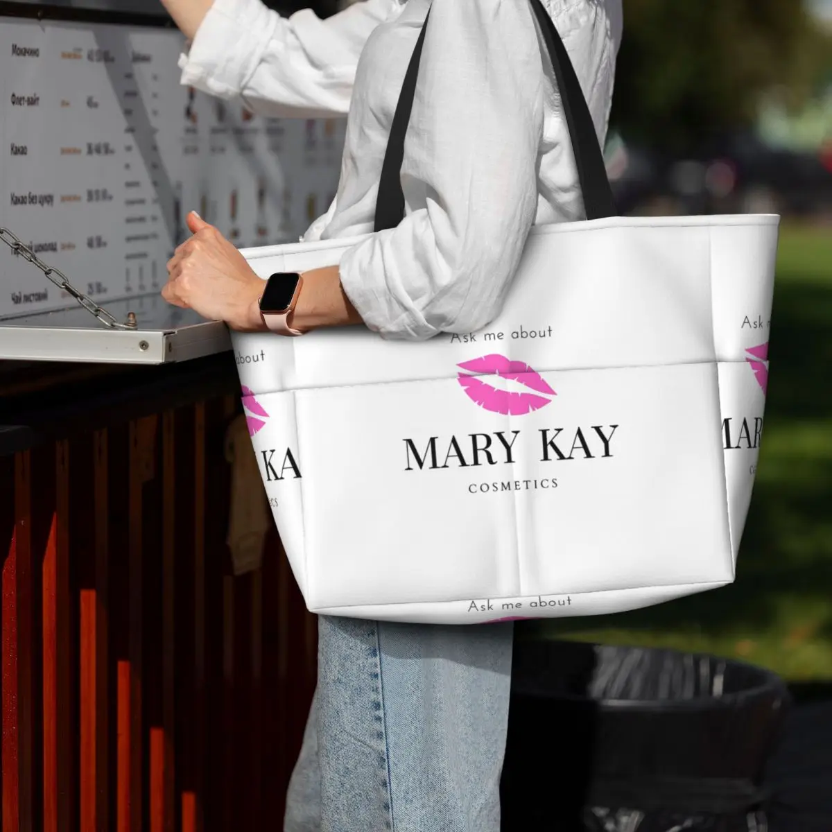 Ask Me About Mary Kay Beach Tote Bag Sport Gym Yoga Duffle Large Tote Bag Women Travel Bag Fitness bag