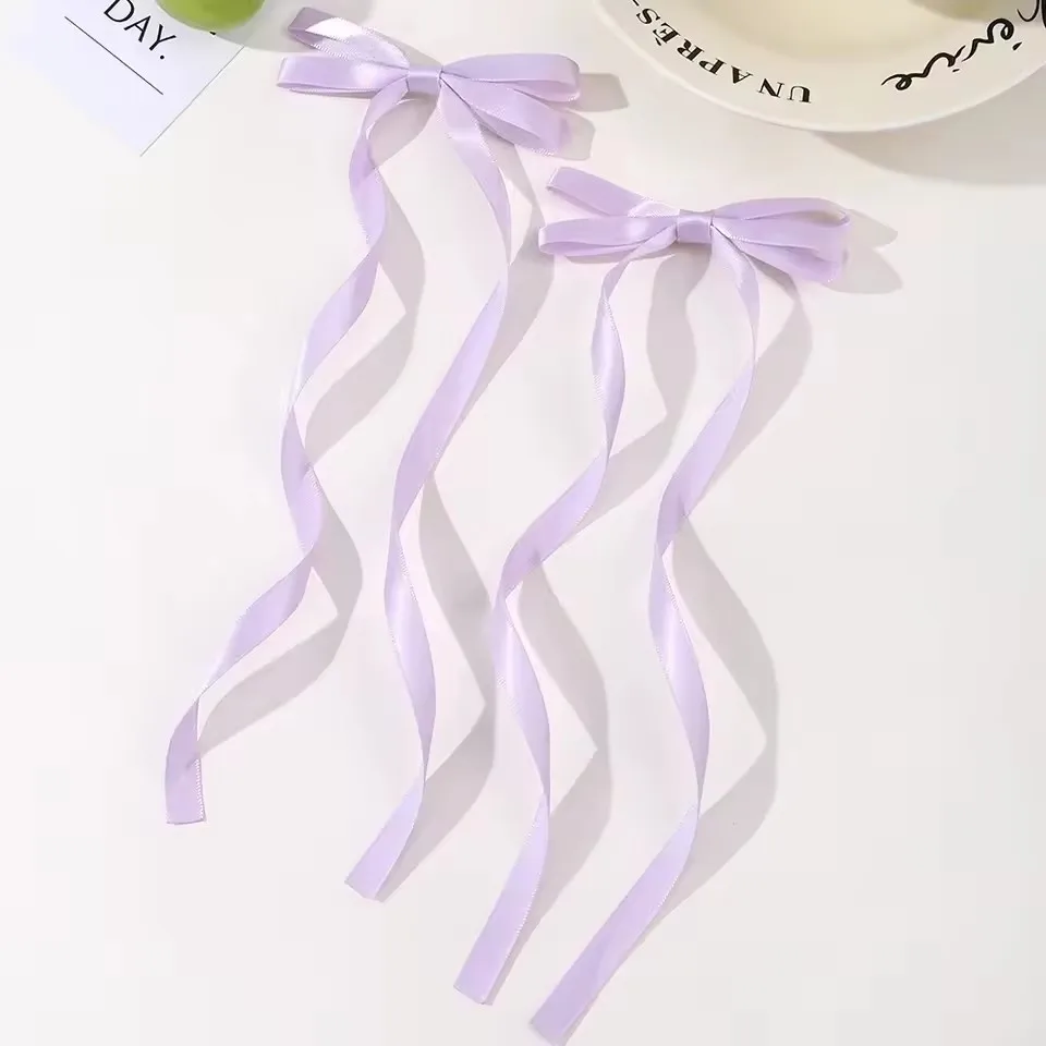 2 Stück Stoff-Haarschleifen-Haarspangen für Damen und Mädchen, Band-Haarklammern, Kopfschmuck, einfarbige Schleifen-Top-Clips, weibliche Haar-Accessoires – Detail 11