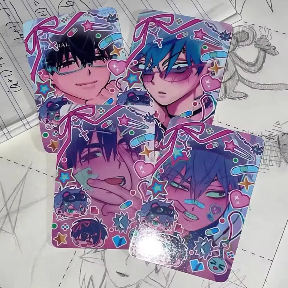 الغريبة المرحلة أنيمي 3 بوصة حتى إيفان بطاقة صغيرة صور بطاقات للفتيات الأصدقاء هدية DIY بها بنفسك بطاقة بريدية المرجعية أنيمي اكسسوارات 4 قطعة/المجموعة