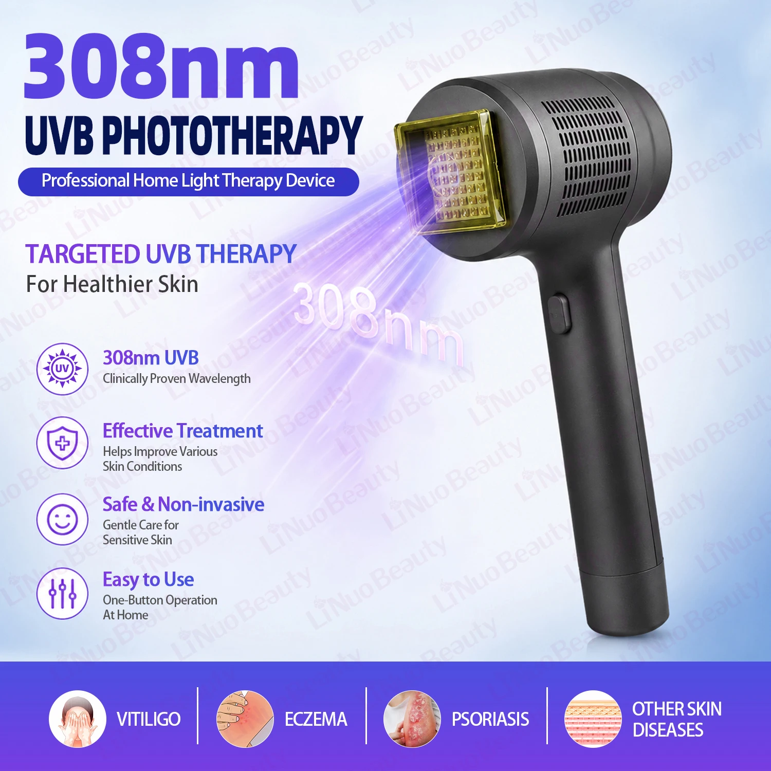 CE Approved Excimer Laser Vitiligo 308nm UVB Lamp Phototherapy Device 308 UVB for Skin Care Vitiligo Psoriasis Eczema Treatment - view 3